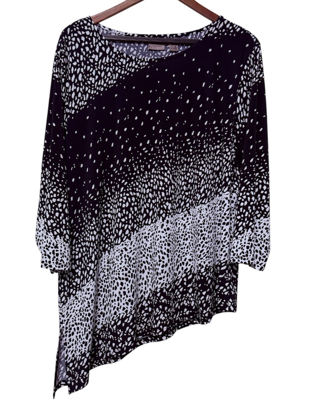 Chico’s Easywear Asymmetrical Artsy Speckled Printed Women's XL Top Career